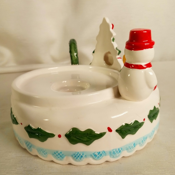 HIMARK HOLIDAY WINTER SNOWMAN CANDLESTICK CANDLE HOLDER CHRISTMAS DECOR RARE - Picture 6 of 8